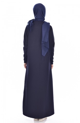 Navy Blue Hijab Dress 8079-02