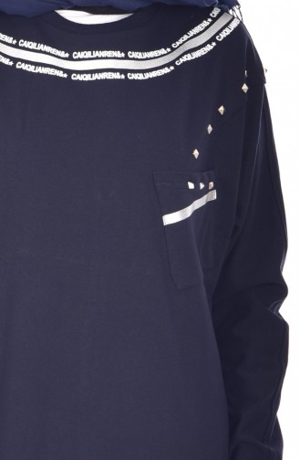 Navy Blue Hijab Dress 8079-02