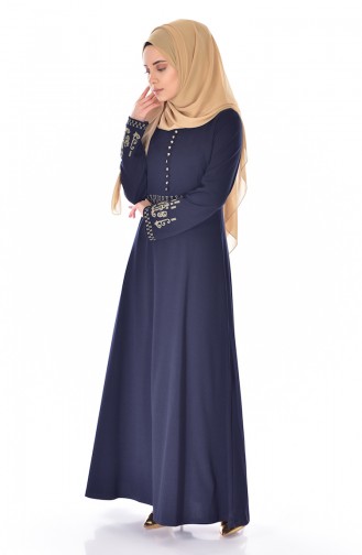 Navy Blue Hijab Dress 5103-04