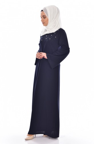 Spanish Sleeve Dress with Pearls 5102-04 Navy Blue 5102-04