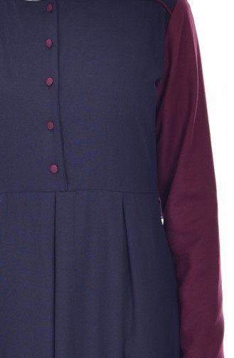 W. B Buttoned Dress 5733-06 Navy Blue 5733-06