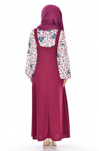 طقم فستان بتصميم بدون أكمام وقميص 1945-04 لون أرجواني 1945-04