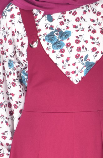 طقم فستان بتصميم بدون أكمام وقميص 1945-04 لون أرجواني 1945-04