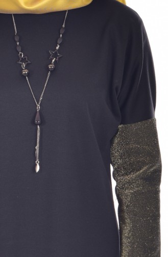 Glittered Tunic with Necklace 0659-04 Black Gold 0659-04