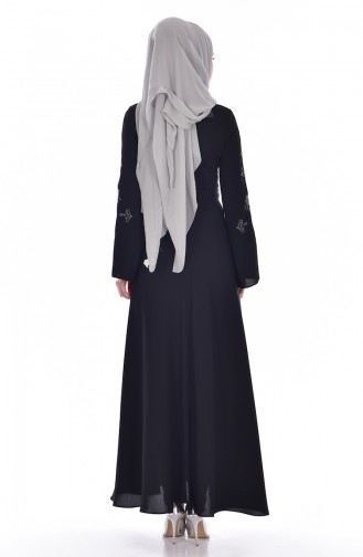 Schwarz Hijab Kleider 18302-03