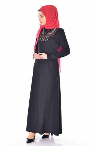 Black Hijab Evening Dress 81521-03
