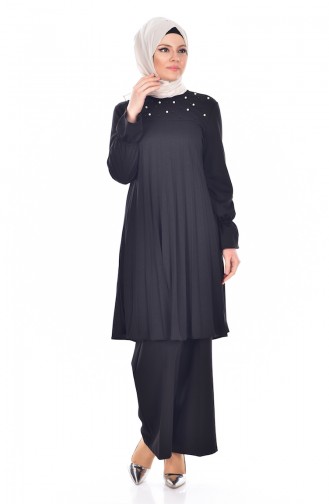 Pleated Tunic with Pearls 3177-03 Black 3177-03