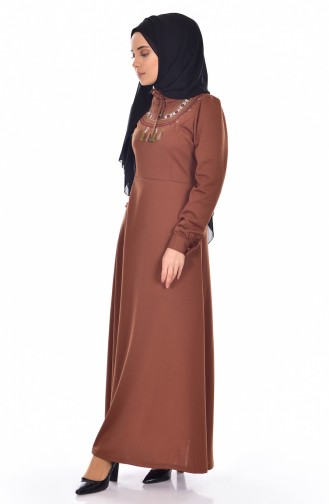 Tan Hijab Evening Dress 81521-01