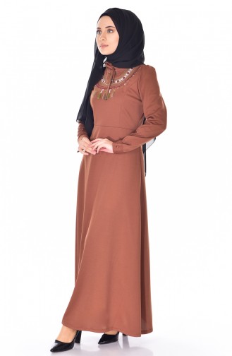 Tan Hijab Evening Dress 81521-01