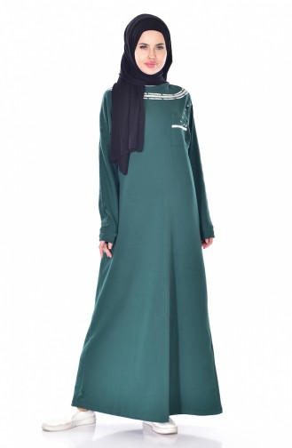 Emerald Green Hijab Dress 8079-05