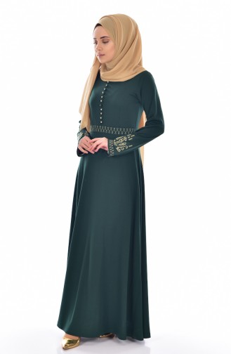 Kleid mit Knöpfe Detail 5103-02 Smaragdgrün 5103-02