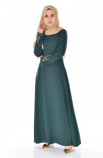 Emerald Green Hijab Dress 5103-02