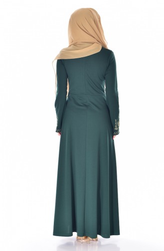 Kleid mit Knöpfe Detail 5103-02 Smaragdgrün 5103-02