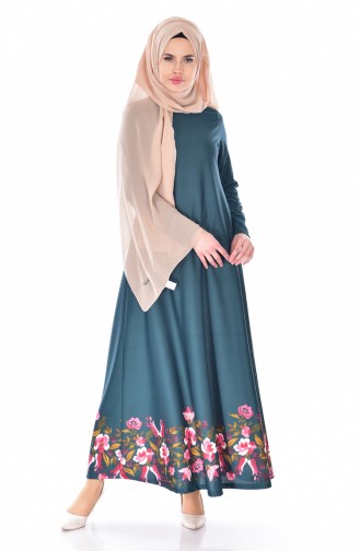 Emerald Green Hijab Dress 5106-03