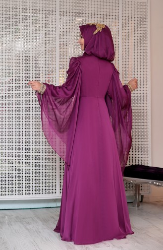 Fuchsia Hijab Evening Dress 0105-02