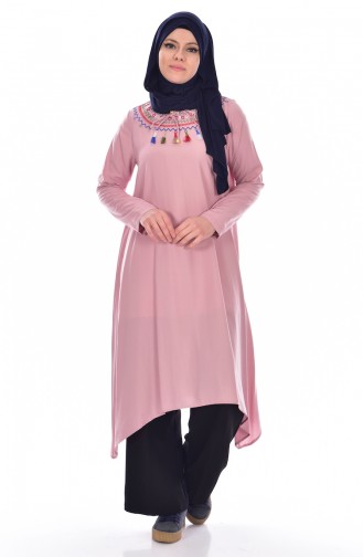 Ethnic Embroidered Tunic 4486-05 Dry Rose 4486-05
