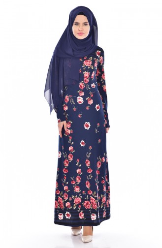 Navy Blue Hijab Dress 5167-02