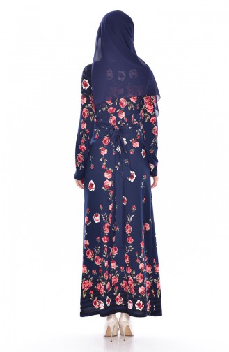 Navy Blue Hijab Dress 5167-02