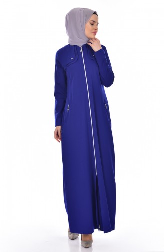 Abaya Détail Poches 2118-09 Bleu Roi 2118-09