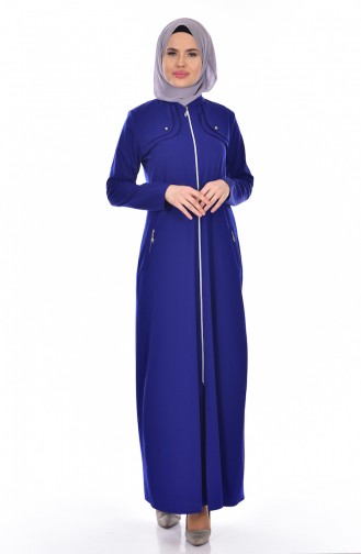 Abaya Détail Poches 2118-09 Bleu Roi 2118-09