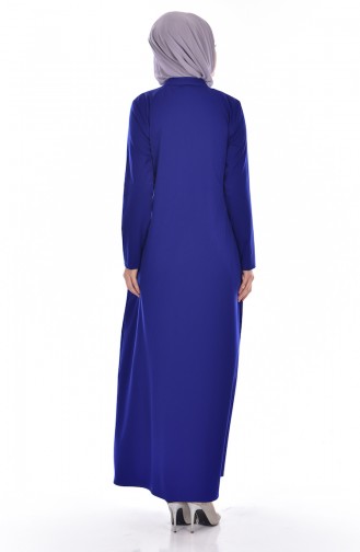 Abaya Détail Poches 2118-09 Bleu Roi 2118-09