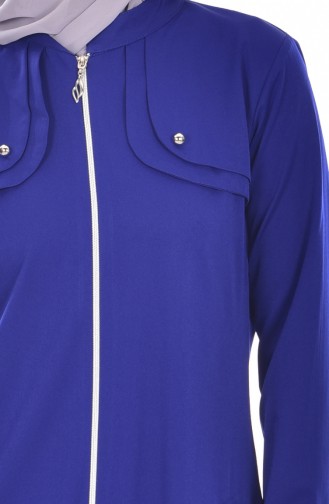 Abaya Détail Poches 2118-09 Bleu Roi 2118-09