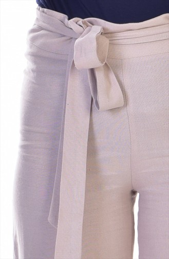 Pantalon Large a Ceinture 0124-01 Beige 0124-01