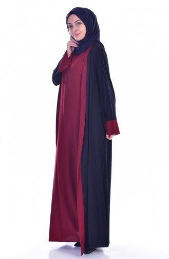 Kleid mit Abaya 2er Set 6015-06 Dunkelblau Weinrot 6015-06