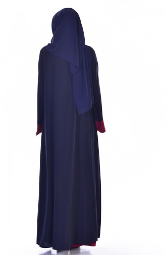 Kleid mit Abaya 2er Set 6015-06 Dunkelblau Weinrot 6015-06