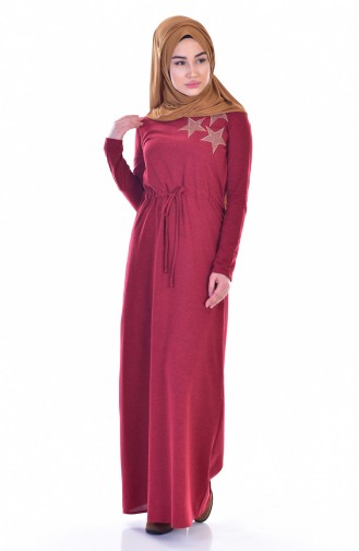 Claret Red Hijab Dress 2911-03