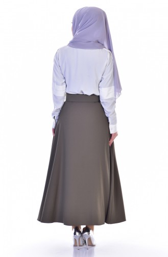 Belted Flared Skirt  1002-02 Khaki  1002-02