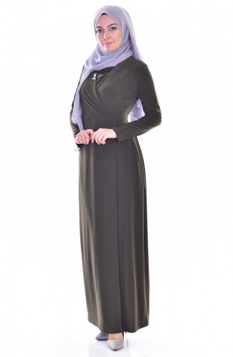 Khaki Hijab Dress 1001-04