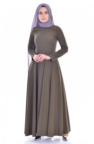 Khaki Hijab Dress 8120-01