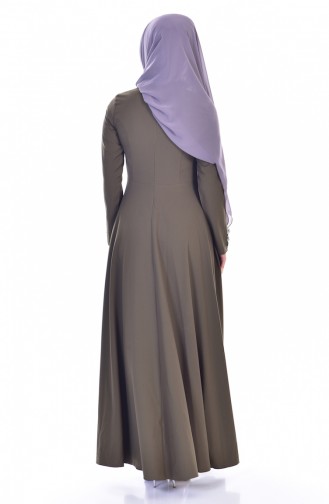 Khaki Hijab Dress 8120-01
