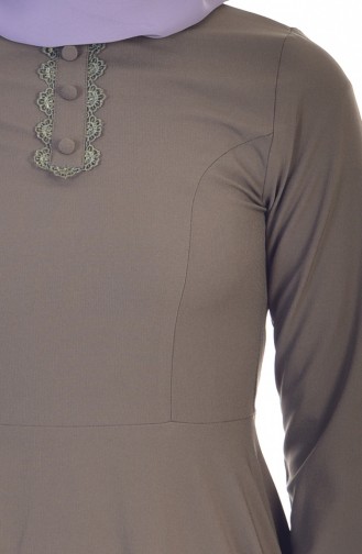 Khaki Hijab Dress 8120-01