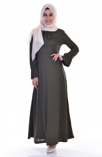 Khaki Hijab Dress 3722-02