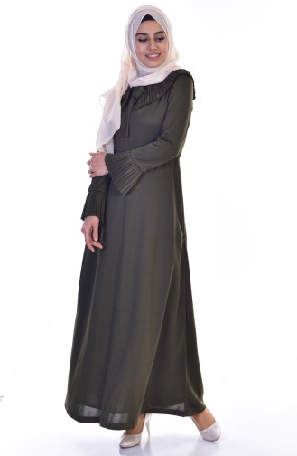 Khaki Hijab Dress 3722-02