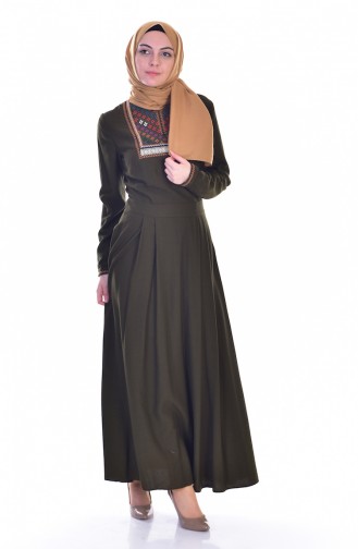 Dark Khaki Hijab Dress 2018-05