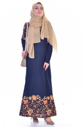 Dunkelblau Hijab Kleider 5178-03