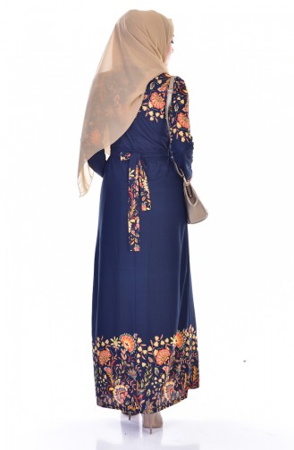 Navy Blue Hijab Dress 5178-03