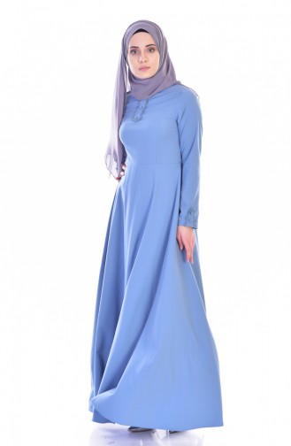 Kleid mit Spitzen 8120-03 Blau 8120-03