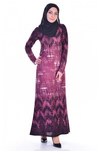 فستان بتصميم مطبع  مع سحاب مخفي  5177-02