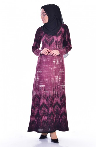 فستان بتصميم مطبع  مع سحاب مخفي  5177-02