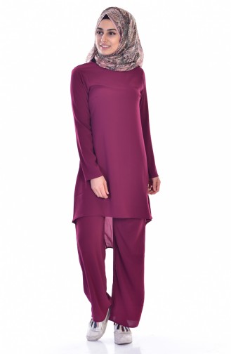 Ensemble Deux Pieces Tunique Pantalon 18831-05 Plum 18831-05