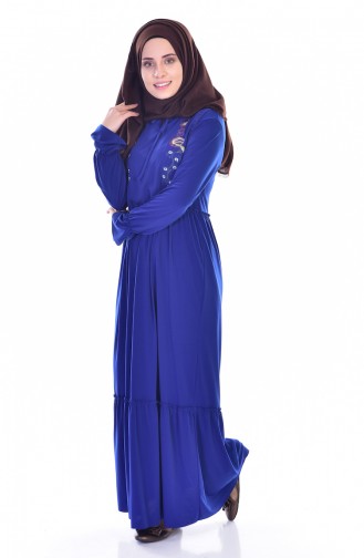 Saxe Hijab Dress 6005-07