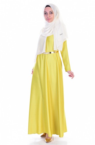 Yellow Hijab Evening Dress 1780-02