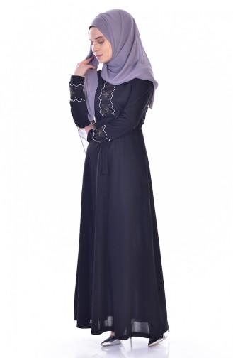 Black Hijab Dress 3718-01