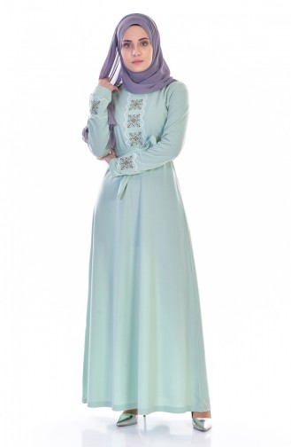 Sea Green Hijab Dress 3718-03