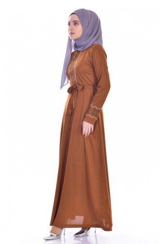 Tan Hijab Dress 3718-05