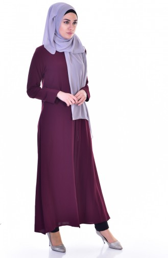 Abaya mit Reißverschluss 3501-02 Weinrot 3501-02